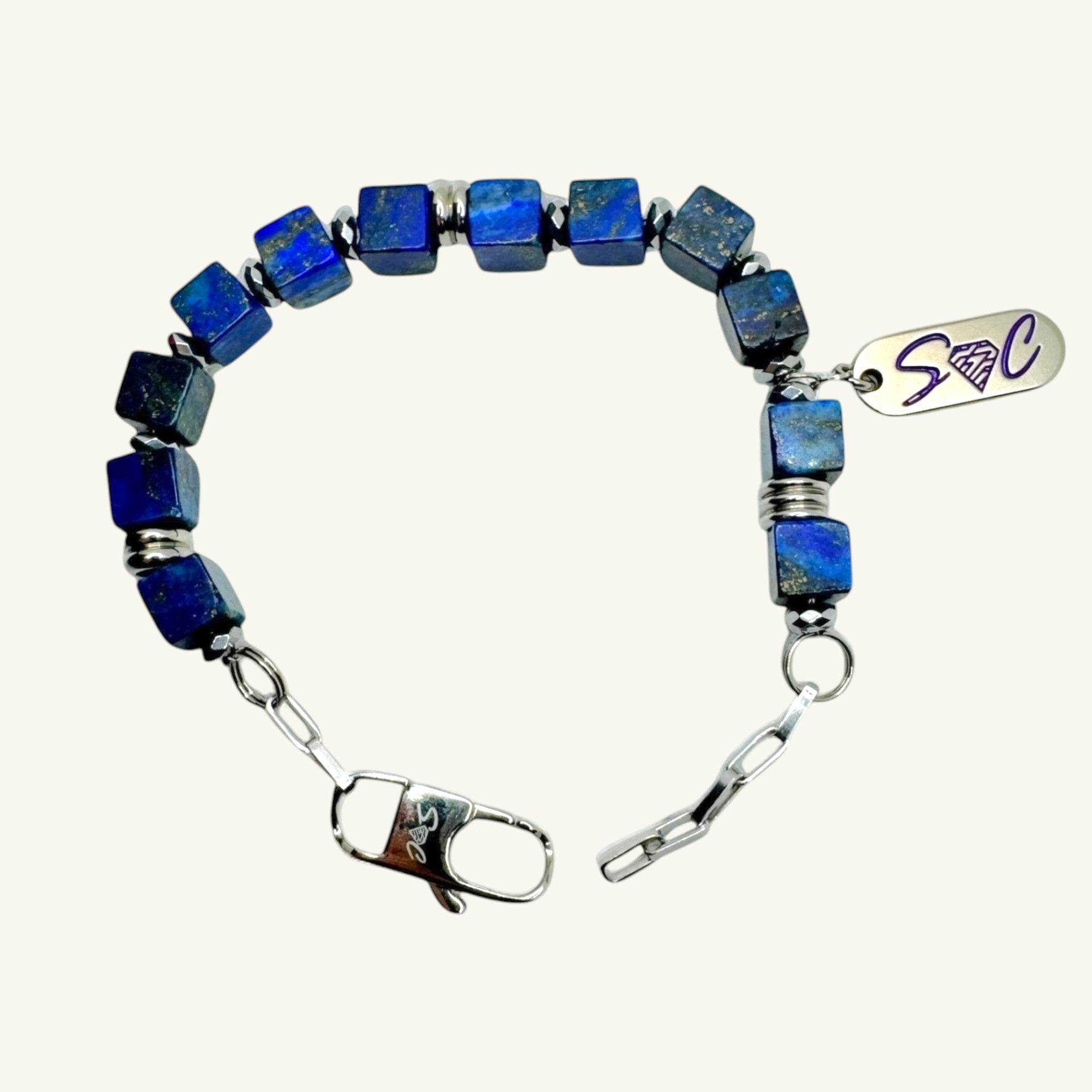 Bracciale cubi di lapislazzuli Sharifa Crystals